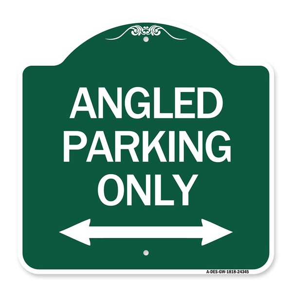 Angle Parking W/ Bidirectional Arrow, Green & White Aluminum Sign, 18" x 18", GW-1818-24345